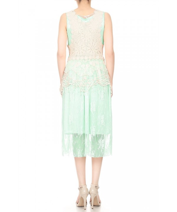 Womens Vintage Lace Gatsby 1920s Cocktail Dress with Crochet Vest ...