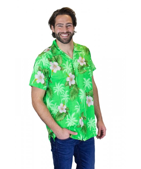 Funky Hawaiian Shirt For Men Short Sleeve Front-Pocket White Flower ...