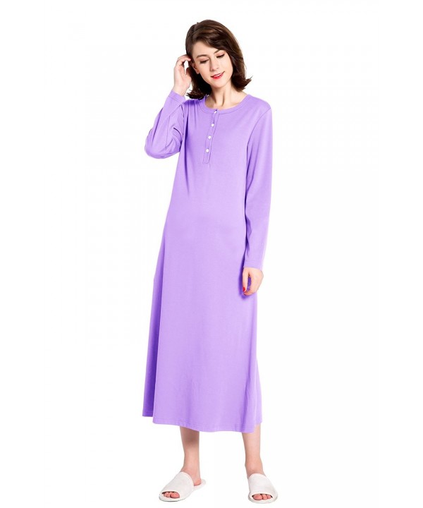 lantisan Cotton Sleeve Nightgown Henley