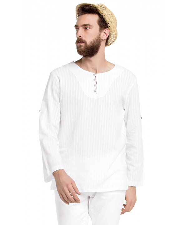 White Nature Sleeves Button T Shirt