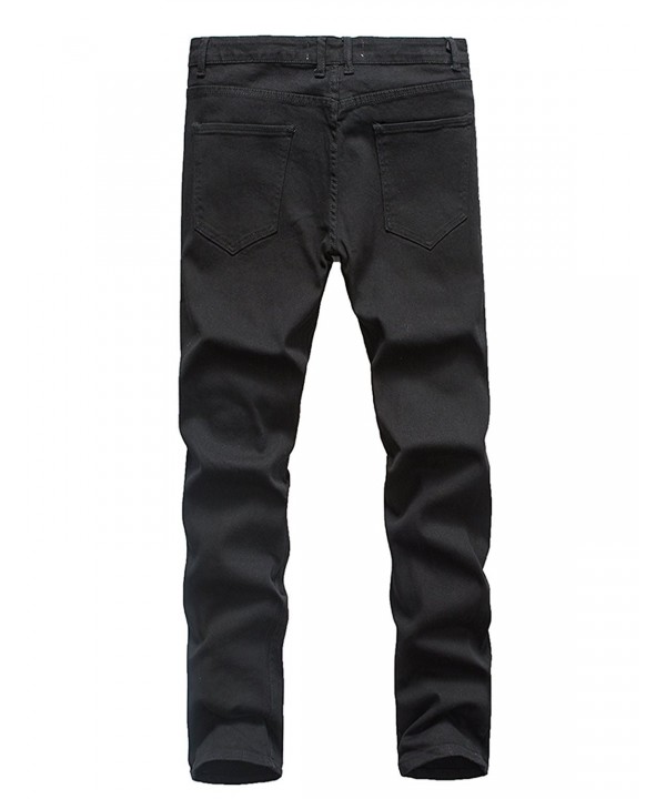 Men's Stretch Ripped Destroyed Skinny Denim Jeans - Bj577 Black ...