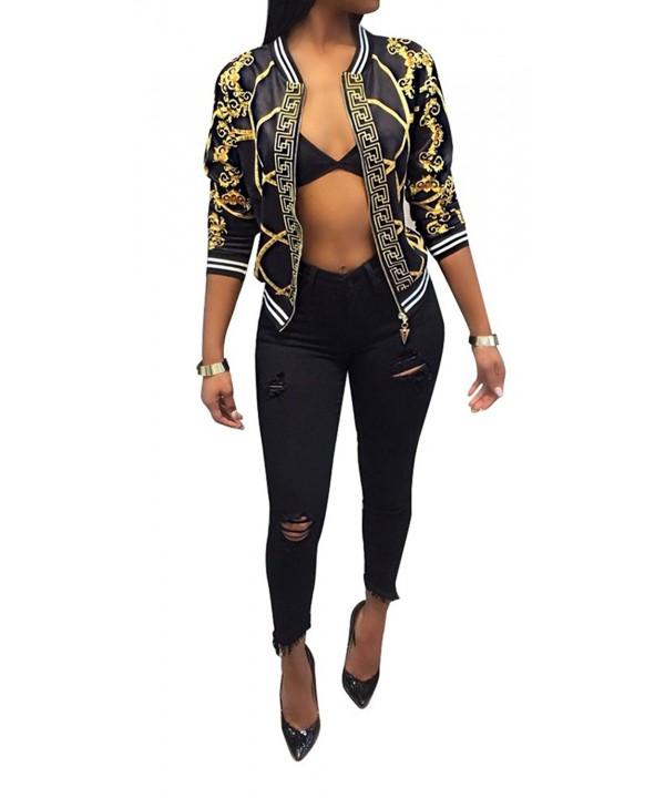 Womens Bomber Jacket Fashion Floral