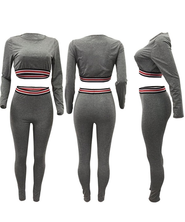 Womens Activewear Sports Set Crop Top + Skinny Pants Outfits Tracksuits ...