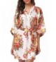 1STMALL Floral Kimono Bridesmaids White S