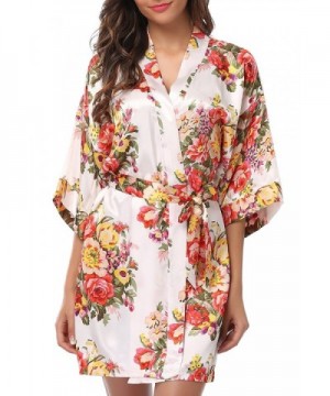 1STMALL Floral Kimono Bridesmaids White S