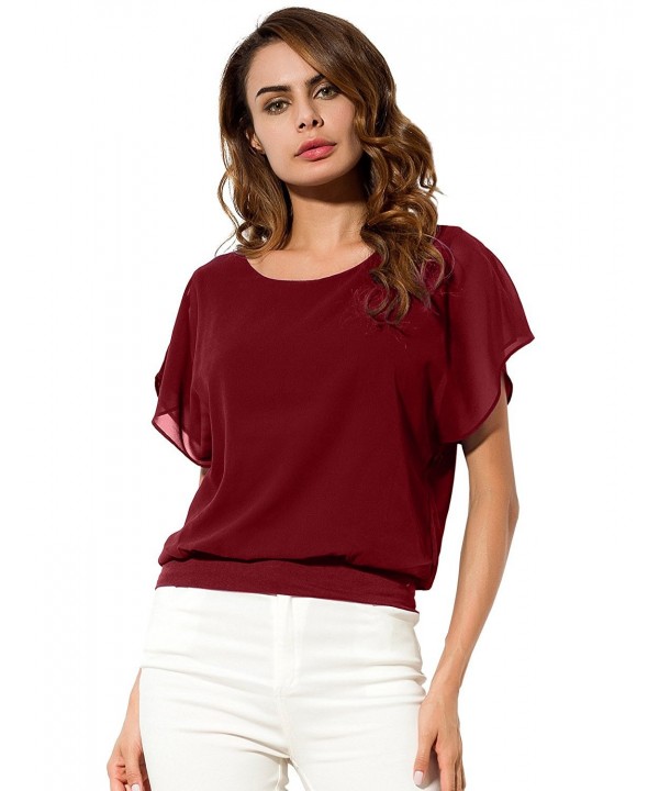 LOBOHO Womens Chiffon Sleeve Blouses