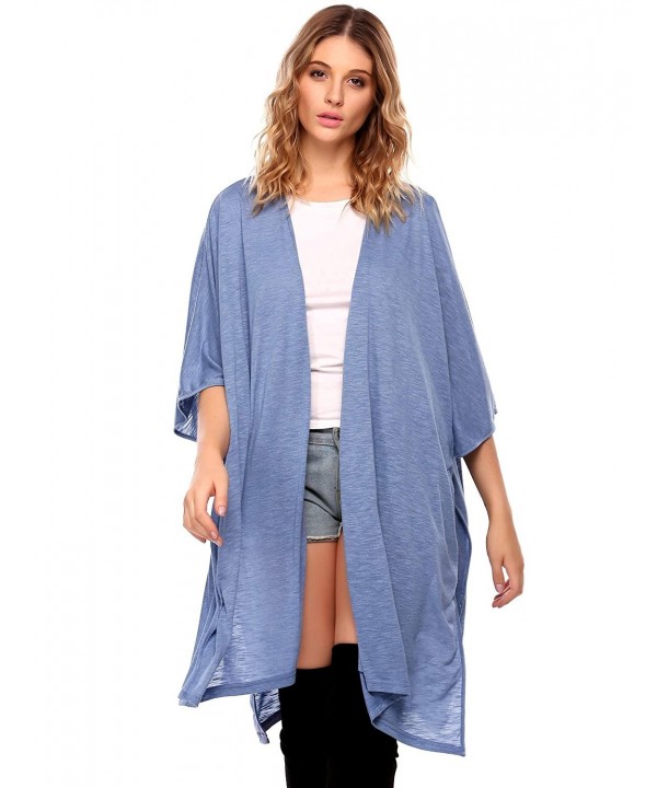 Women's 3/4 Sleeve Draped Open Front Lightweight Cardigan Sweater ...