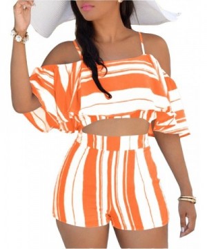 WentShopping Strapy Striped Ruffles Pantsuits