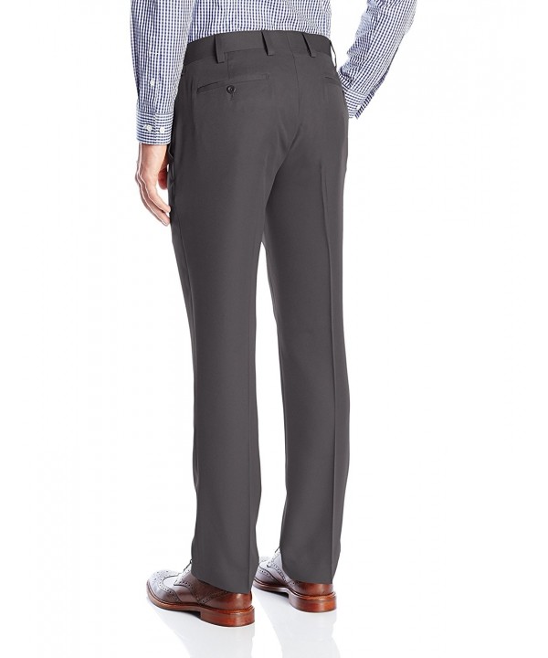 Men's Slim Fit Flat Front Micro Touch Dress Pant - Charcoal - C712DN7M6C3