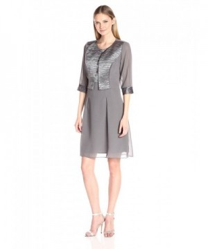 Maya Brooke Womens Pleated Gunmetal