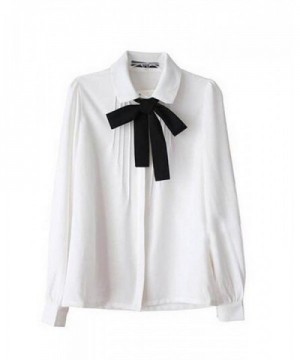 Bowknot Collar Sleeve Chiffon Button