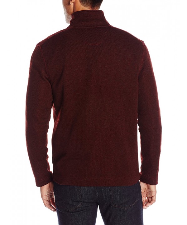 Men's Solid Button Mock Sweater Fleece - Red Pinot Noir - CQ12JFK5SXB