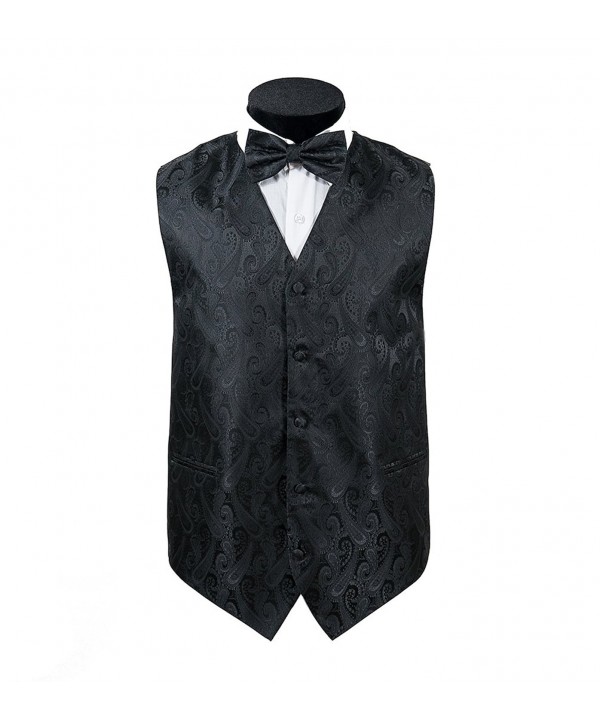 4pc Paisley Vest Set-Necktie- Bow Tie- Pocket Hanky Set for Suit or ...