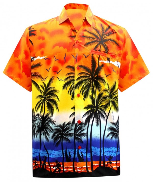 Hawaiian Shirt For Men Short Sleeve Front-Pocket Beach Floral Printed ...