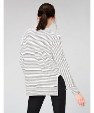 Women's Terry Cotton and Modal Pullover With Side Cutouts - Black-white ...