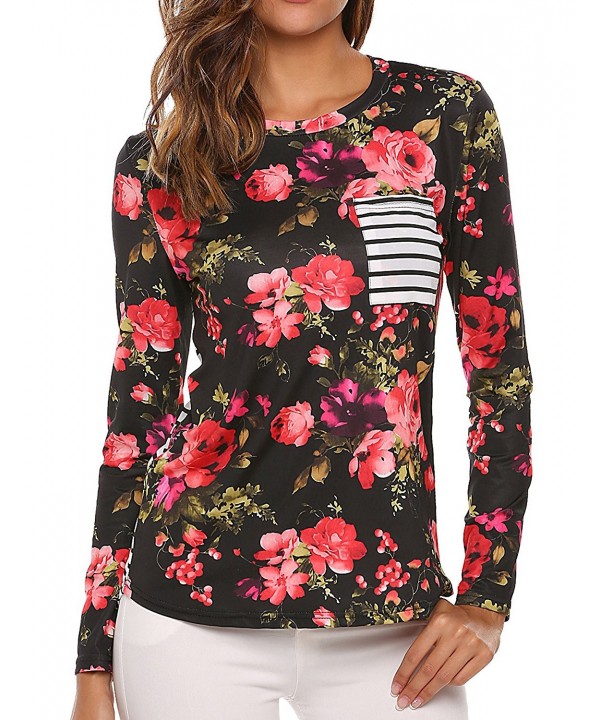 Zeagoo Womens Floral Striped Blouse