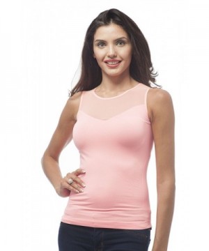 Sleeveless Stretch Shirt Ribbed NeonSalmon