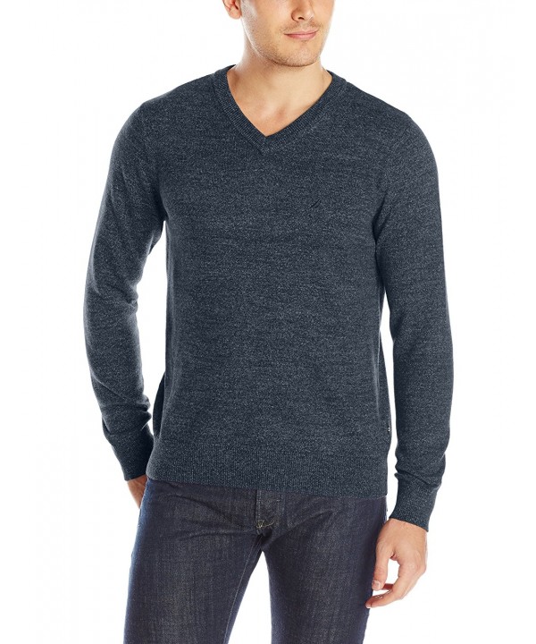 Men's Mid Weight V-Neck Sweater - Class Navy - CX11Z5U8IY7