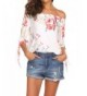 Qearal Shoulder Blouses Sleeve Floral