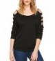 Cut Out Shoulder V Neck Sleeve Shirts