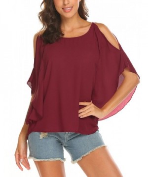 Womens Shoulder Chiffon T Shirt Batwing