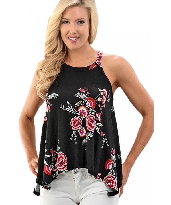 FELACIA Womens Floral Sleeveless T shirt