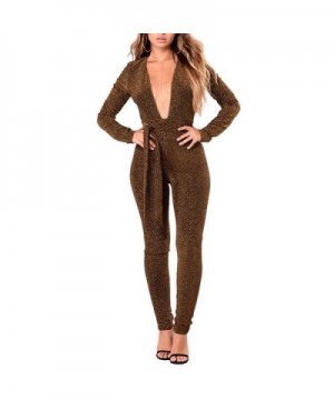 Metup V Neck Bodycon Jumpsuits Clubwear
