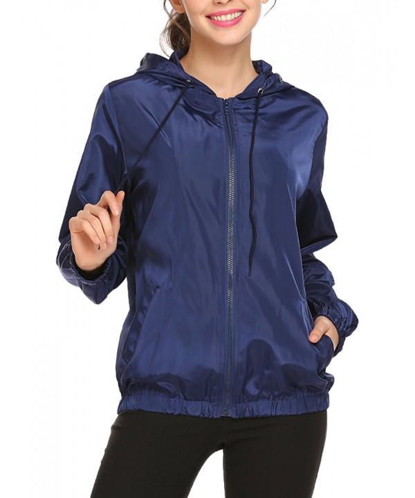 Womens Outdoor Waterproof Lightweight Windbreaker Raincoat Hooded Rain ...