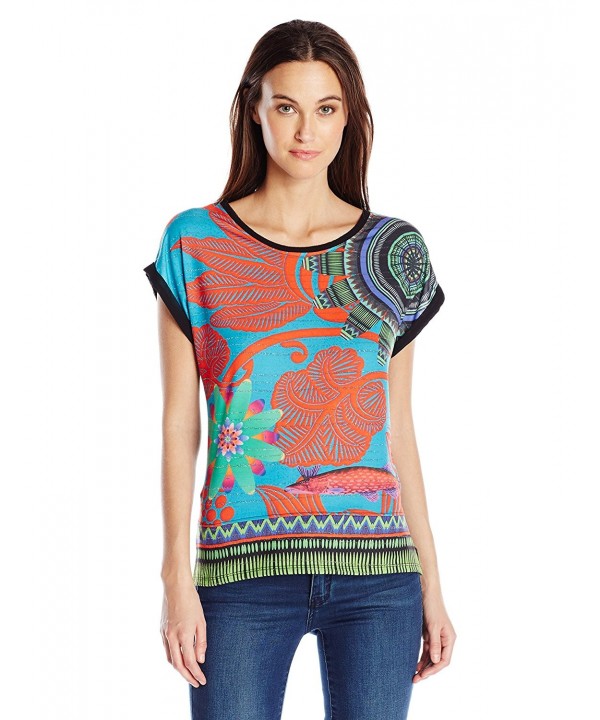 Desigual Womens Knitted T Shirt Turquoise