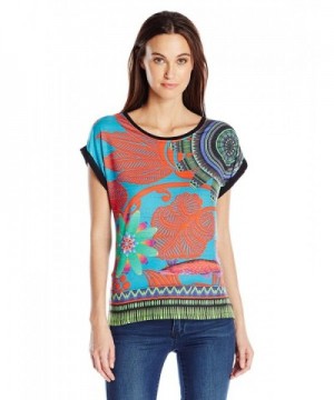 Desigual Womens Knitted T Shirt Turquoise