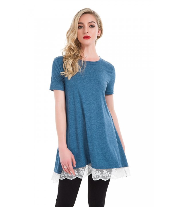 Lace Sleeve Blouse Leggings Sleeves Blue