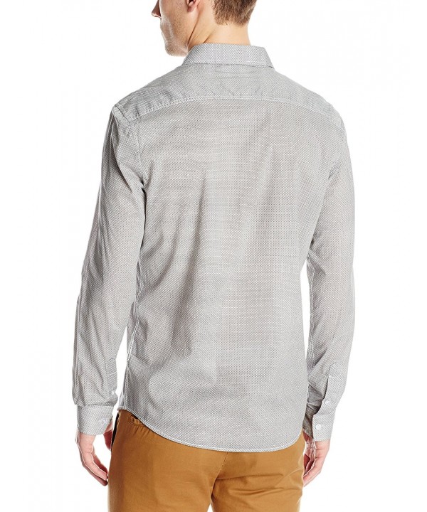 Men's Barker - allover Geo Print Long Sleeve Button Up - White/Black ...