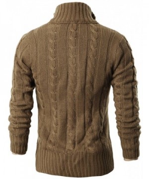 Mens Casual Stand Collar Cable Knitted Button Down Cardigan Sweater ...