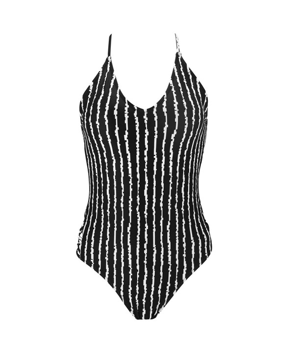 Stripe Strappy Cross Piece Swimsuits