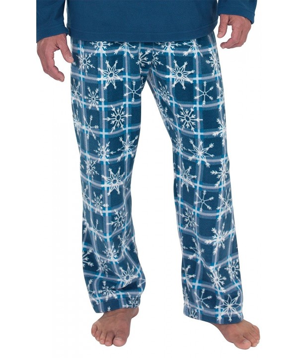 Snowflake Fleece Men's Pajamas with Long-Sleeved Top- Blue - Blue ...