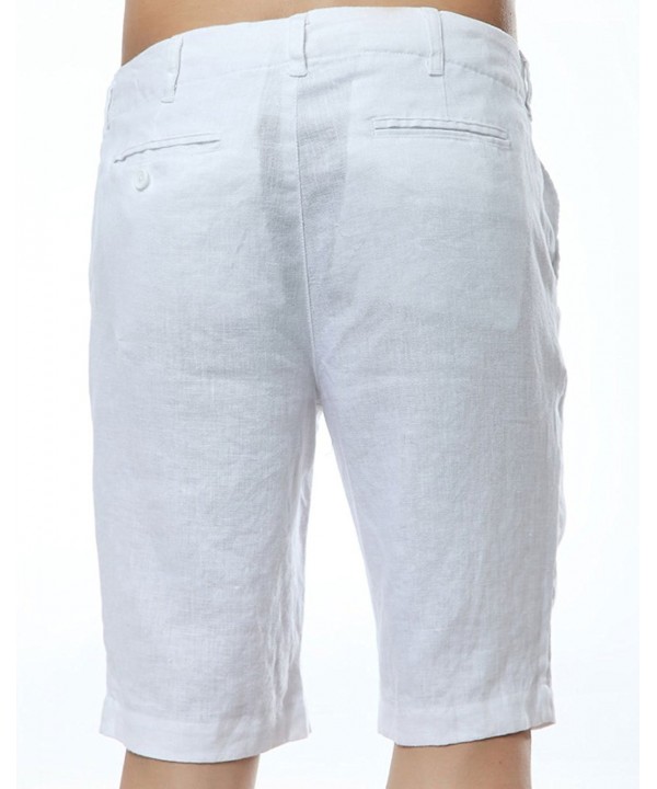 Men's Comfy Mid-Rise Light-Weight Linen Beach Shorts Five Pants - White ...
