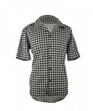 Houndstooth Button Short Sleeve Shirt