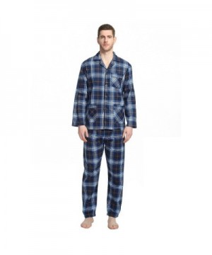 Sleepwear Cotton Flannel Pajamas - Dark Blue Checkered Pattern 1 ...