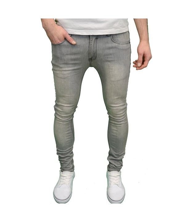 Soulstar Mens Designer Branded Stretch Skinny Fit Jeans - Grey Blast ...