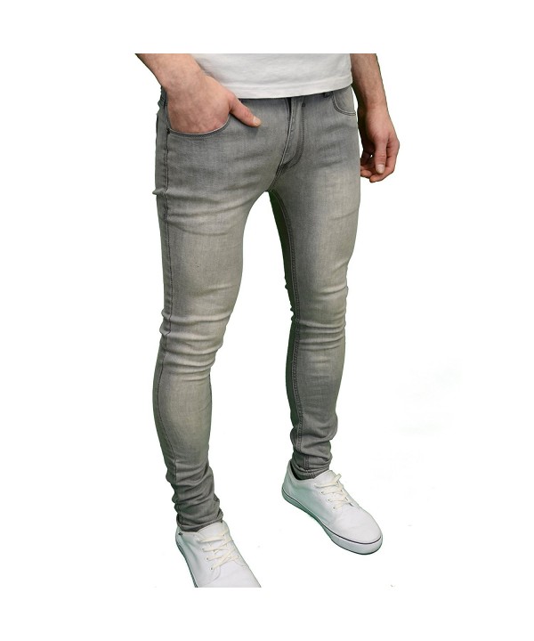 Soulstar Mens Designer Branded Stretch Skinny Fit Jeans - Grey Blast ...