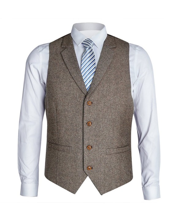 Men's Double Breasted Tweed Vest Business Suit Vest Slim Fit Wedding ...