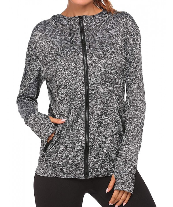 Women's Lightweight Active Performance Fast-Dry Full-zip Hoodie Jacket ...