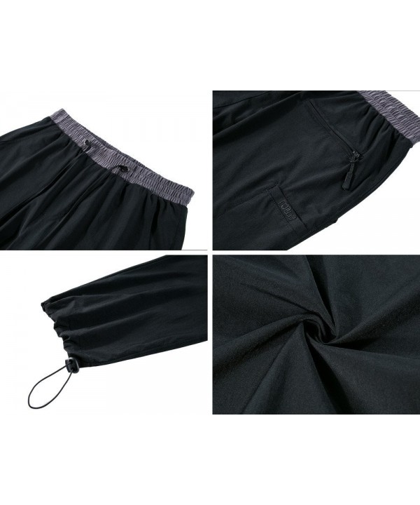 Men's Outdoor Quick Drying Hiking Pants with drawstring hem - Black ...