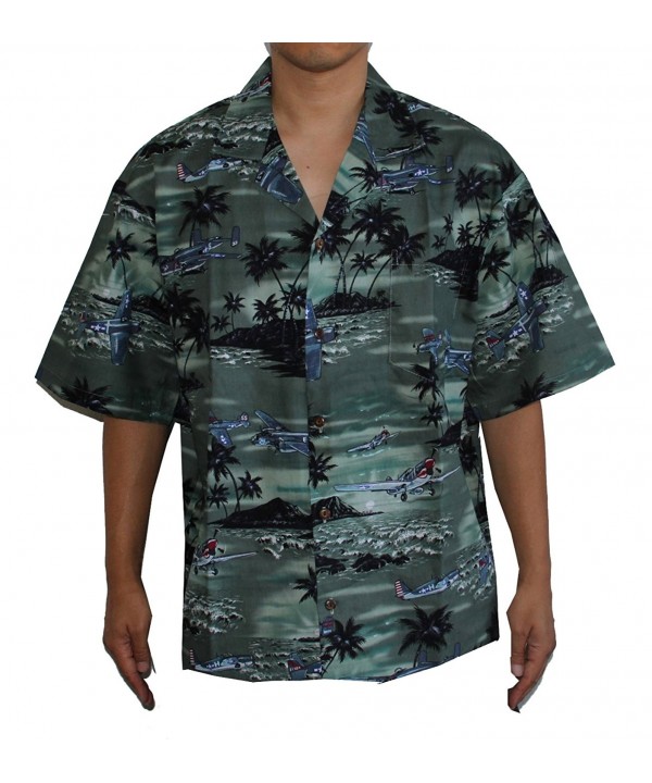 HAWAIIAN MENS AIRPLANE SHIRT GREEN