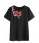 Floerns Womens Flower Embroidered T Shirt