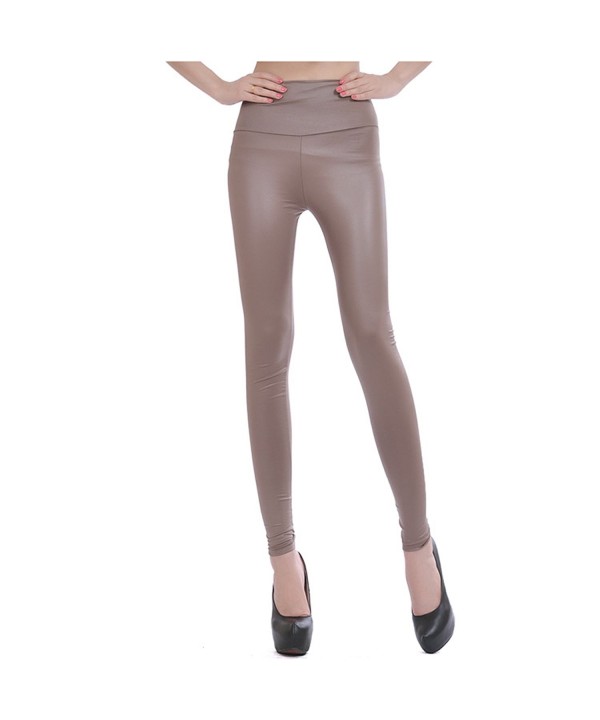 Womens Sexy Faux Leather Leggings High Waist Stretchy Lightweight Pants ...