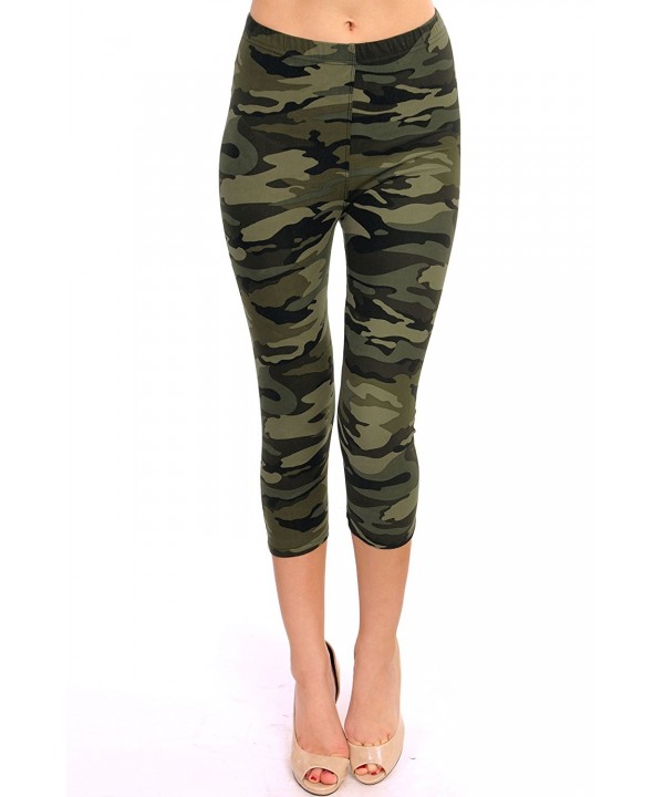 Regular Printed Brushed Capris Camouflage