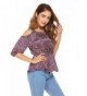 Grabsa Shoulder Floral Peplum Blouse