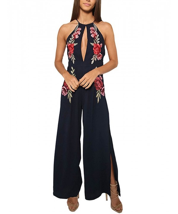 HaoDuoYi Womens Floral Embroidery Jumpsuit