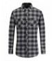 JEETOO Flannel Checkerd Sleeve greyblack